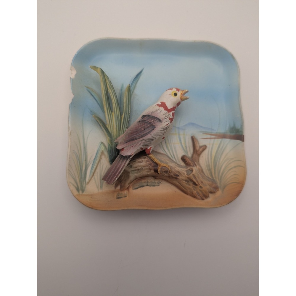 Vtg Napco Ceramic Japan Tanger Wall Plaque 3Dâ Bird Hand Painted Plate 5" B2791